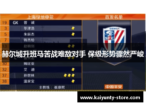 赫尔城升班马苦战难敌对手 保级形势骤然严峻